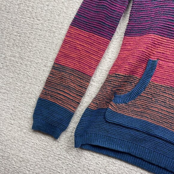 Y2K Roxy Surf Hoodie Boho Multicolor Striped Knit Women Sz M Skater Goth Emo - Picture 3 of 12